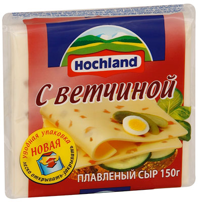Сыр Hochland плавленый с ветчиной ломтики 45%
