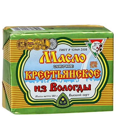Масло из Вологды сливочное Крестьянское 72,5%